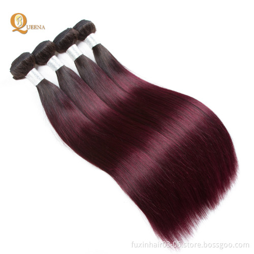 Brazilian Crochet Virgin Human Hair Weave Bundles With Closure Ombre Hair Extensions